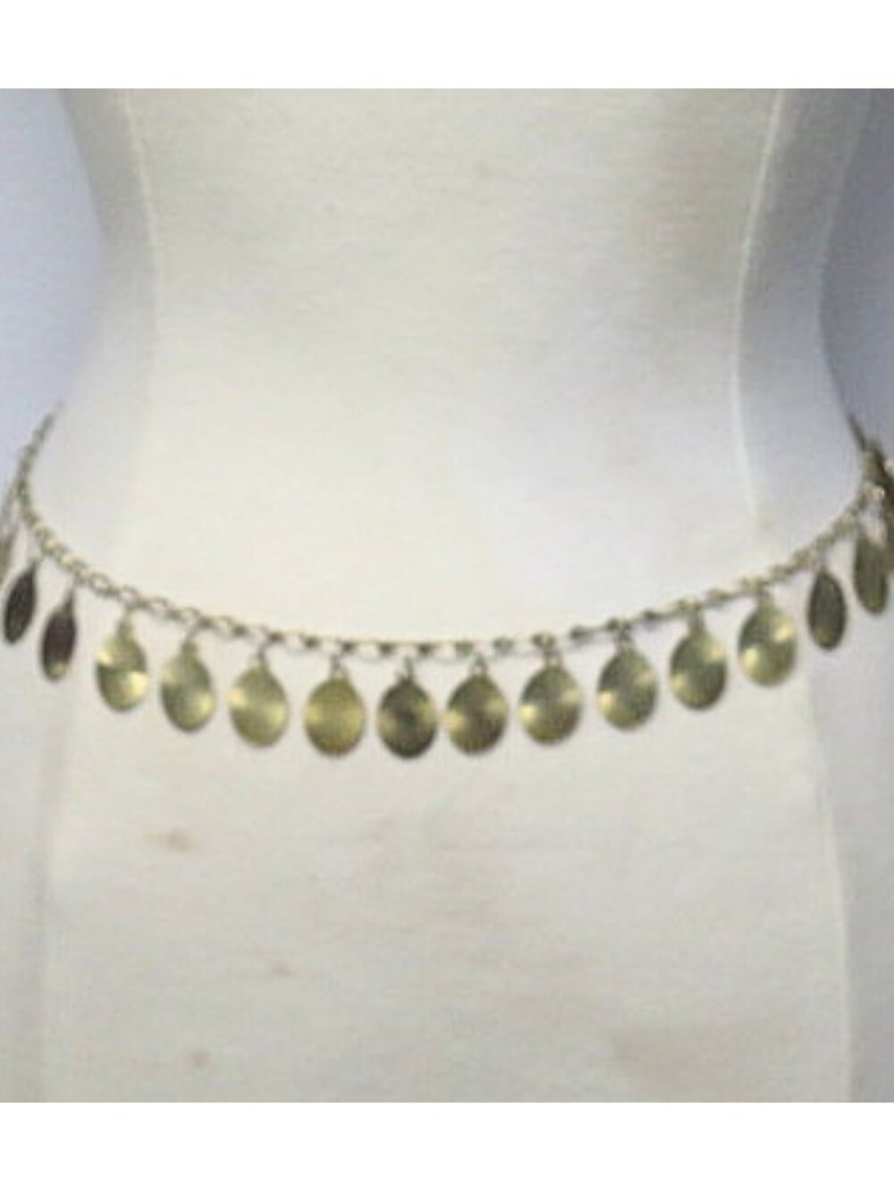 Vintage Gold Tone Coin Charm Chain Belt Boho Disc Dangle Waist Belt